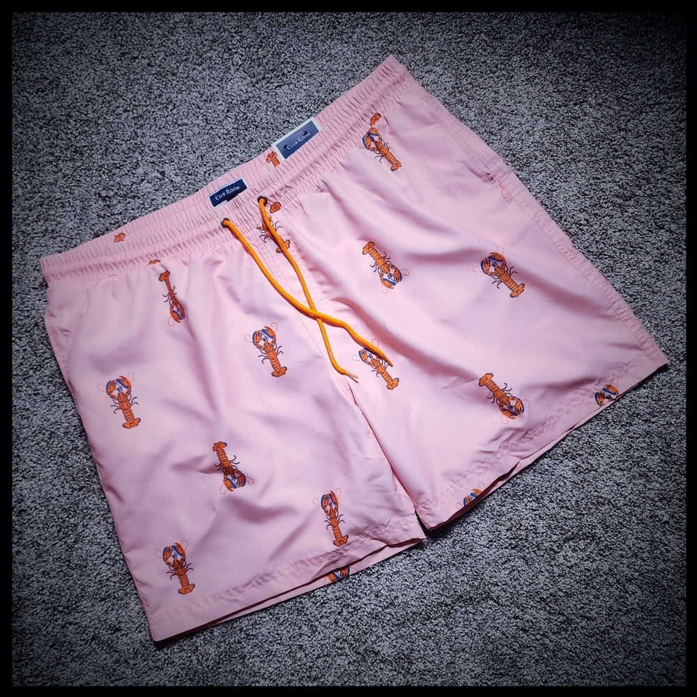 NWT Men's Club Room Pink Lobster Swim Trunks Size XXL